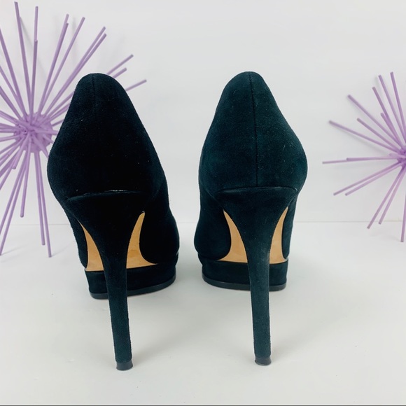 BCBGMaxAzria / Black Wood Stack Platform Heel - Picture 5 of 8